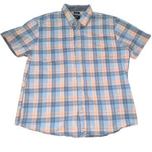 Lee Premium Select Regular Fit Button Front Plaid Shirt-Blue/Orange-XXL-GUC